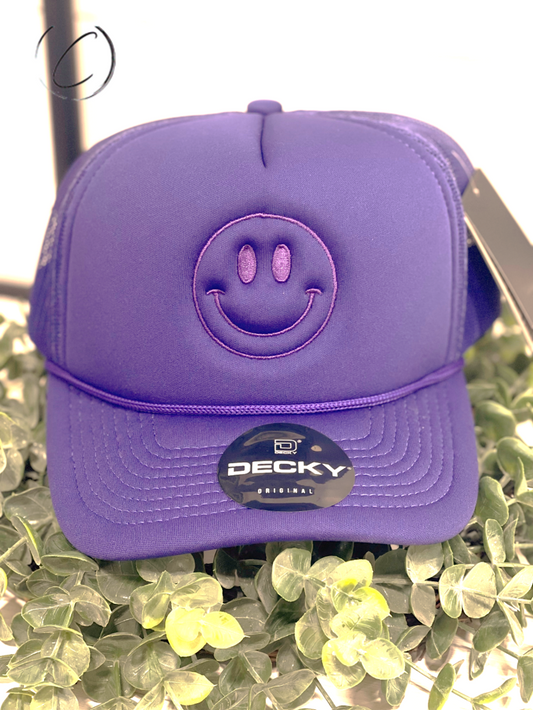 Adult Smiley Embroidered Foam Snapback Hat