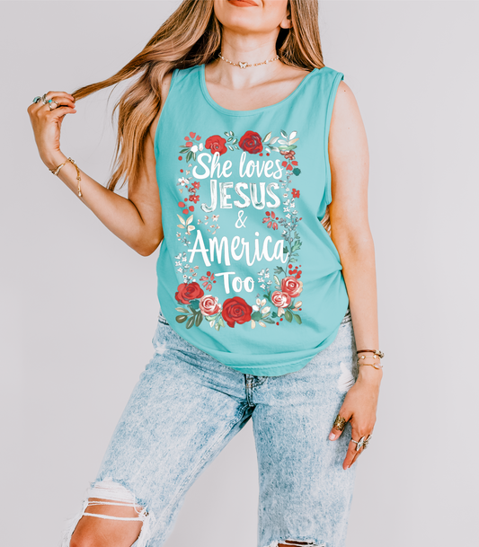 She Loves Jesus Graphic Tank Top