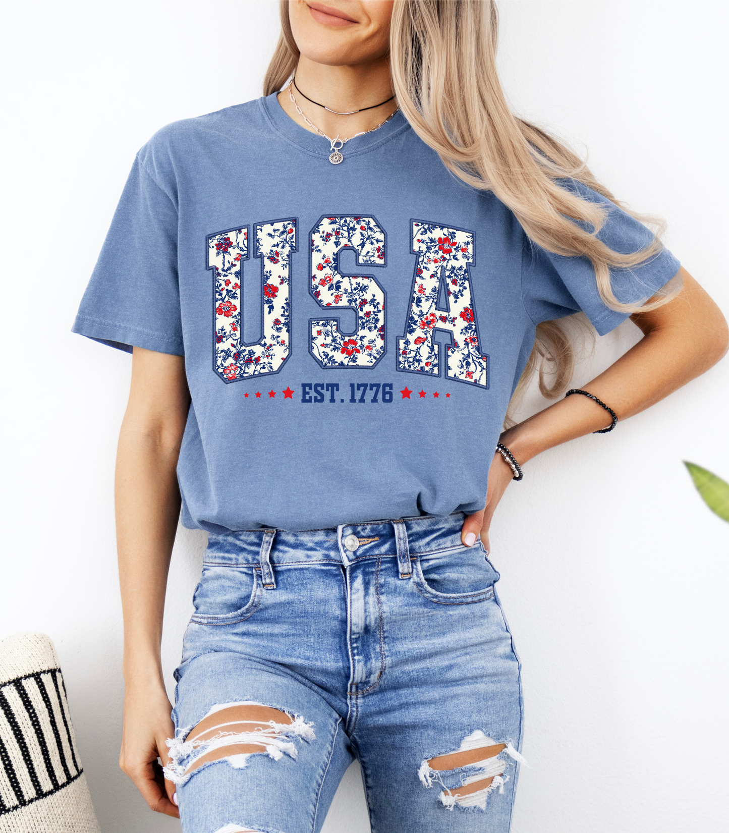 Retro Floral USA Graphic Tee