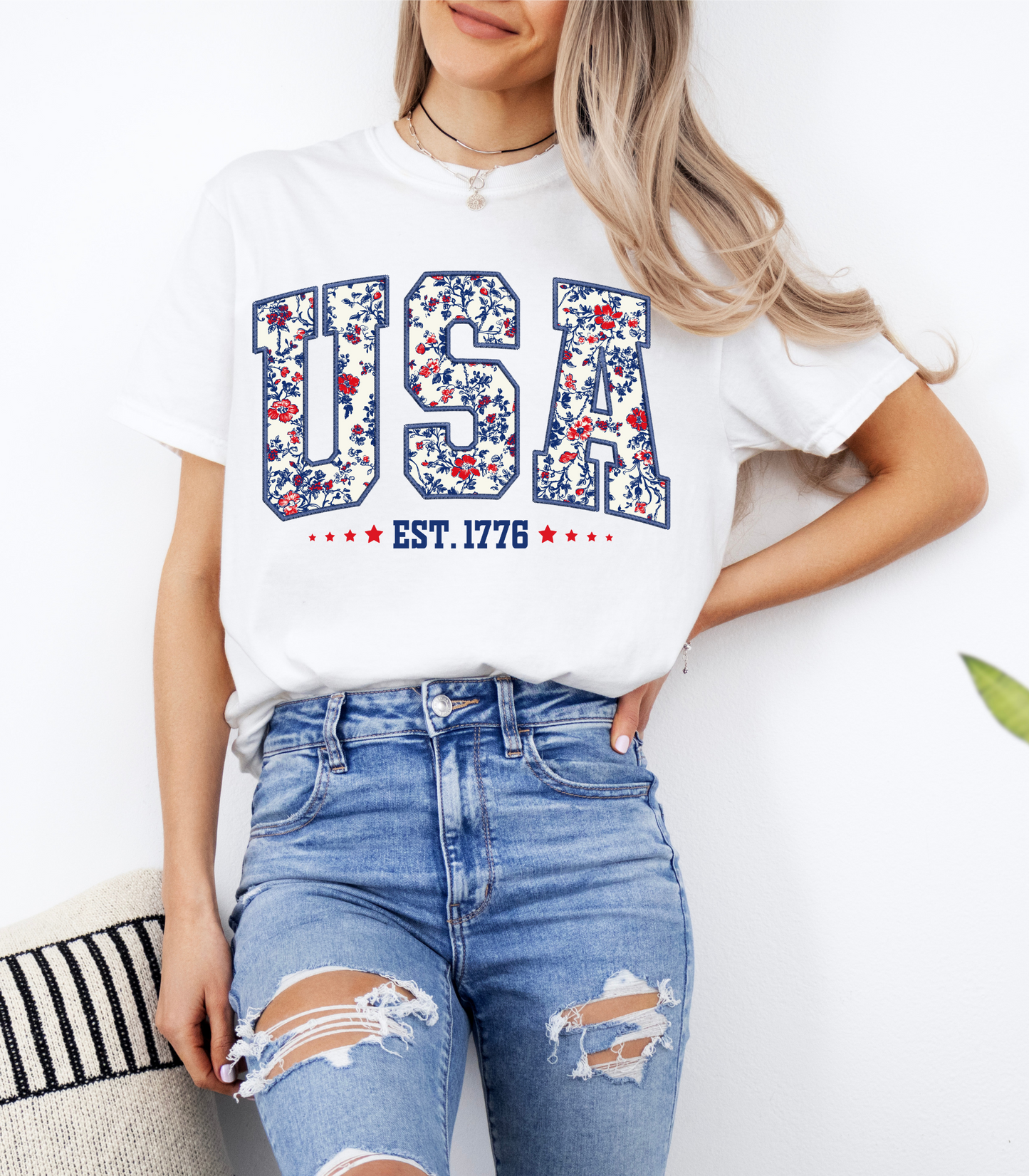 Retro Floral USA Graphic Tee