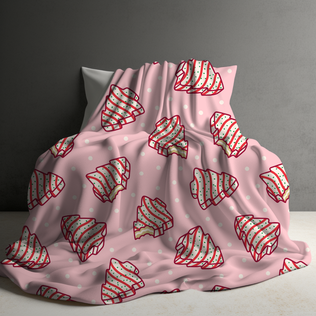 Blanket - Christmas - Pink Christmas Tree Cakes - PREORDER