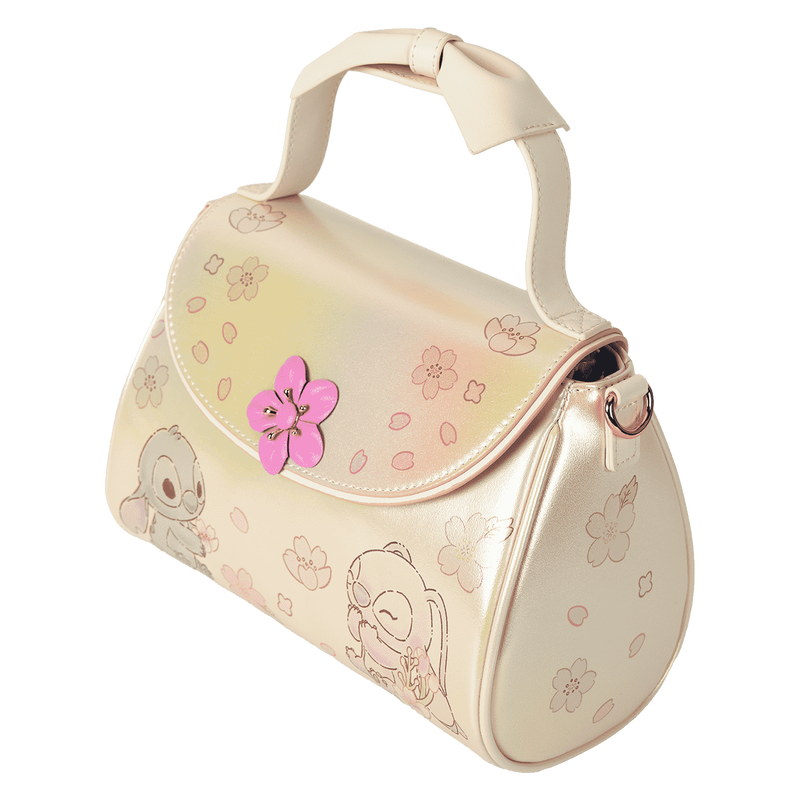 Loungefly Disney Stitch & Angel Cherry Blossom Bow Handle Crossbody Bag
