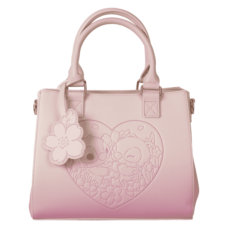 Loungefly Stitch & Angel Cherry Blossom Heart Crossbody Bag