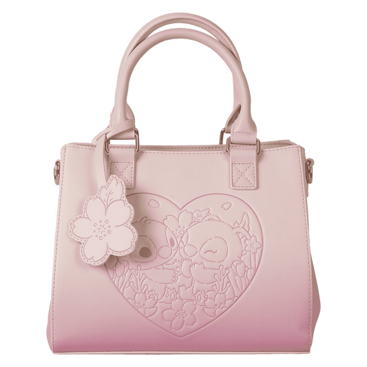 Loungefly Stitch & Angel Cherry Blossom Heart Crossbody Bag