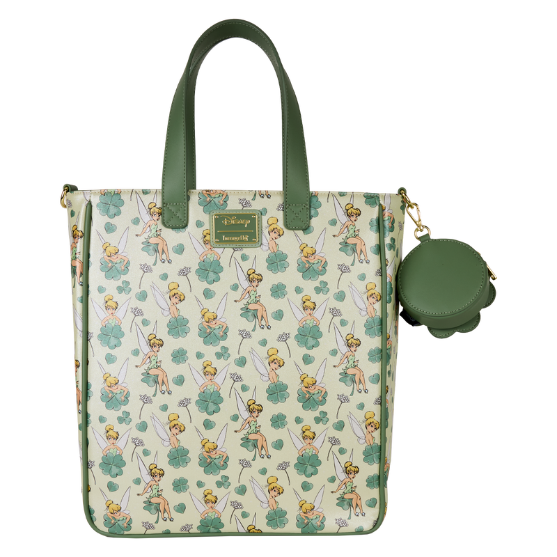 Peter Pan Tinker Bell Disney Clover All-Over Print Tote Crossbody Bag With Coin Bag