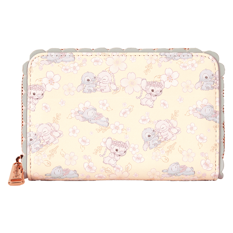 Loungefly Stitch & Angel Cherry Blossom All-Over Print Zip Around Wallet