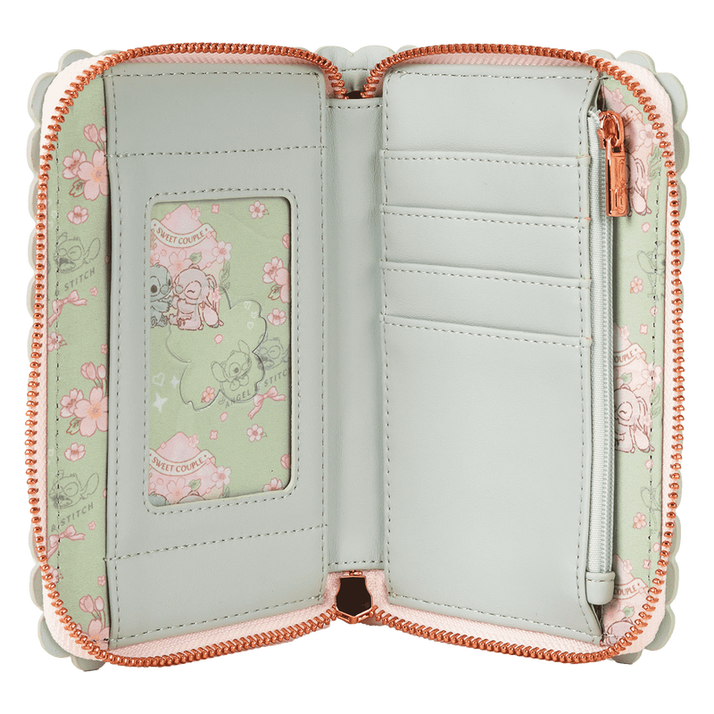 Loungefly Stitch & Angel Cherry Blossom All-Over Print Zip Around Wallet