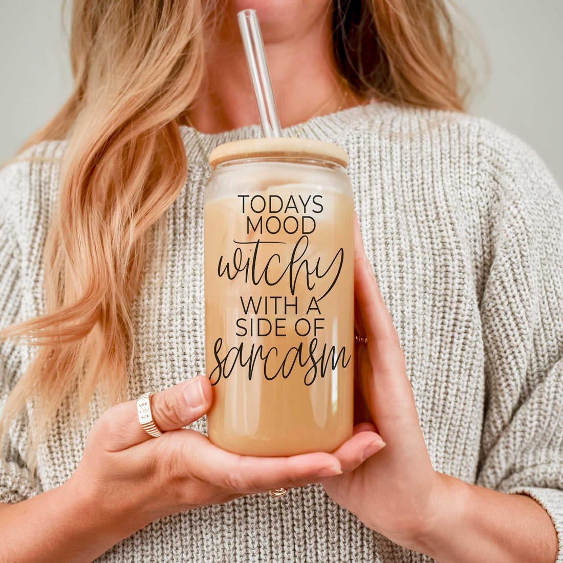 Magic Potion Vessels
Eco-Friendly Witch Essentials
Witchy mood glass tumbler with sarcastic quote and bamboo lid