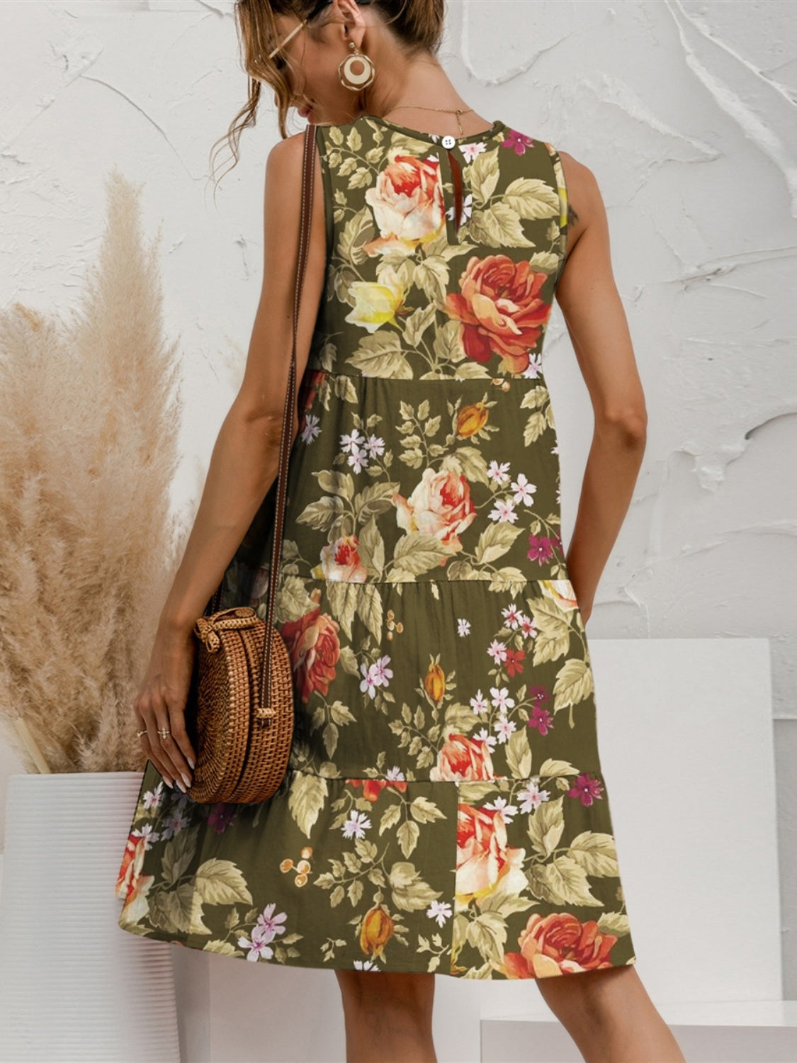 Charming Tiered Printed Round Neck Sleeveless Dress Trendy & Stylish Summer Dress for Women