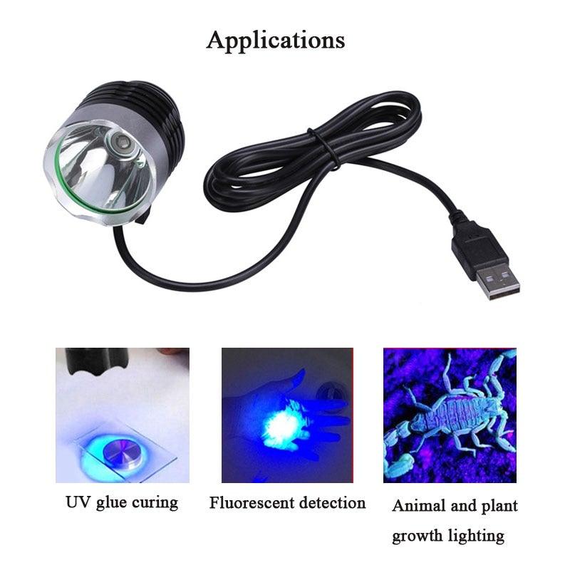 Adjustable Rechargeable UV Flashlight Portable Torch Ultra Violet LED Handheld For UV Glue Curing For Cellphone Repair Tool  Curing Lamp Dryer For Urine Stain Detector Sterilization Phone Circuit Board