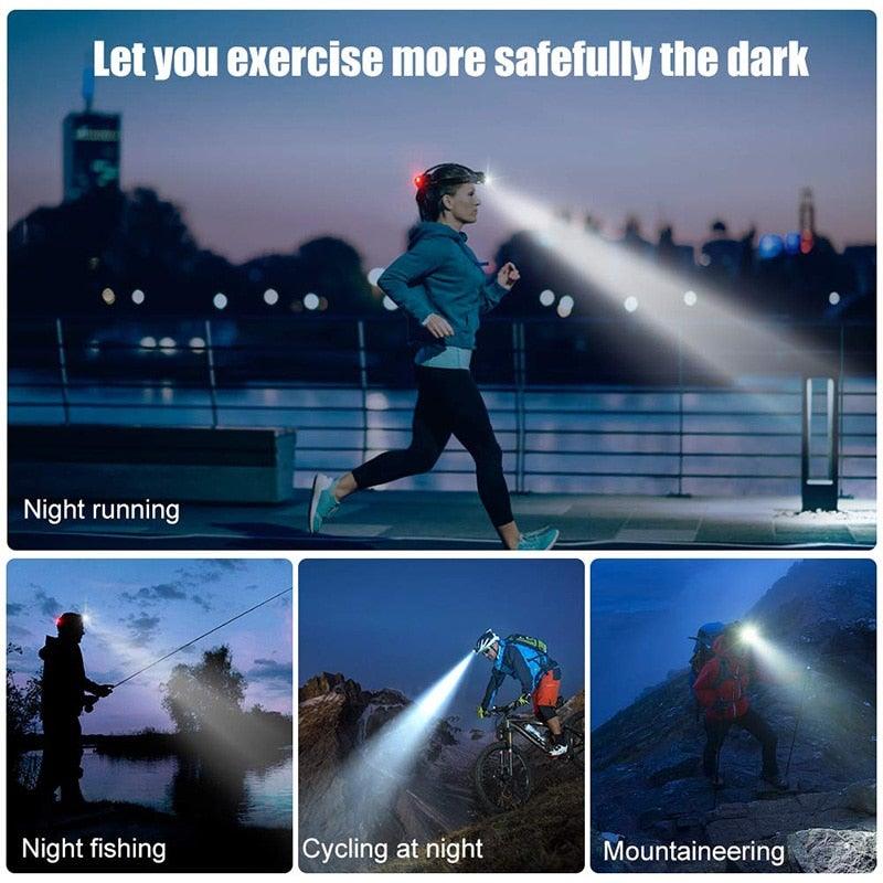 Adjustable Rechargeable Waterproof Brightest Zoomable LED Lightweight Hands Free Headlamp High Power For Adult Hunting Camping Running Hiking Riding Fishing Rechargeable T6 Chip Headlight