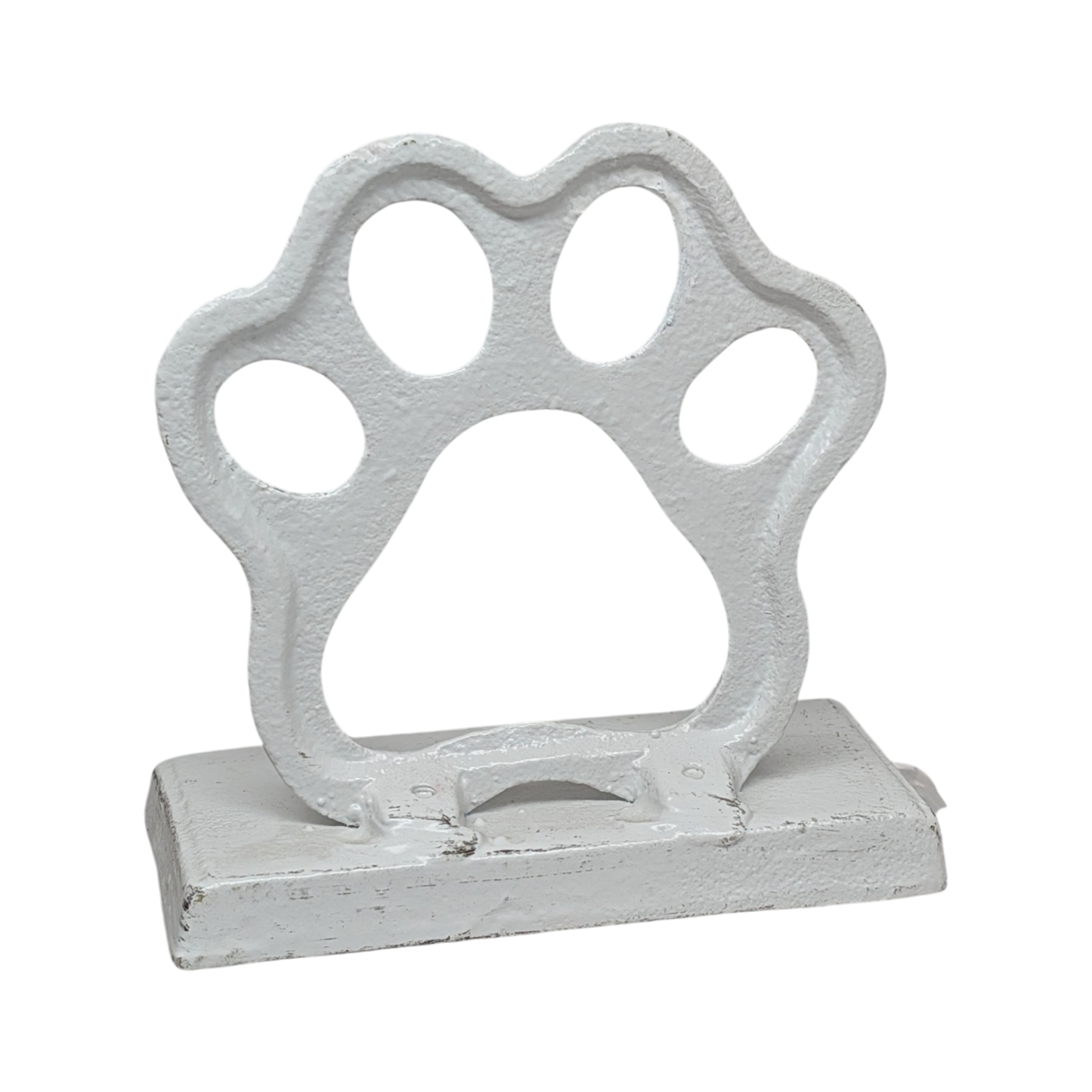 Cast Iron Paw Print Stocking Holder - White
