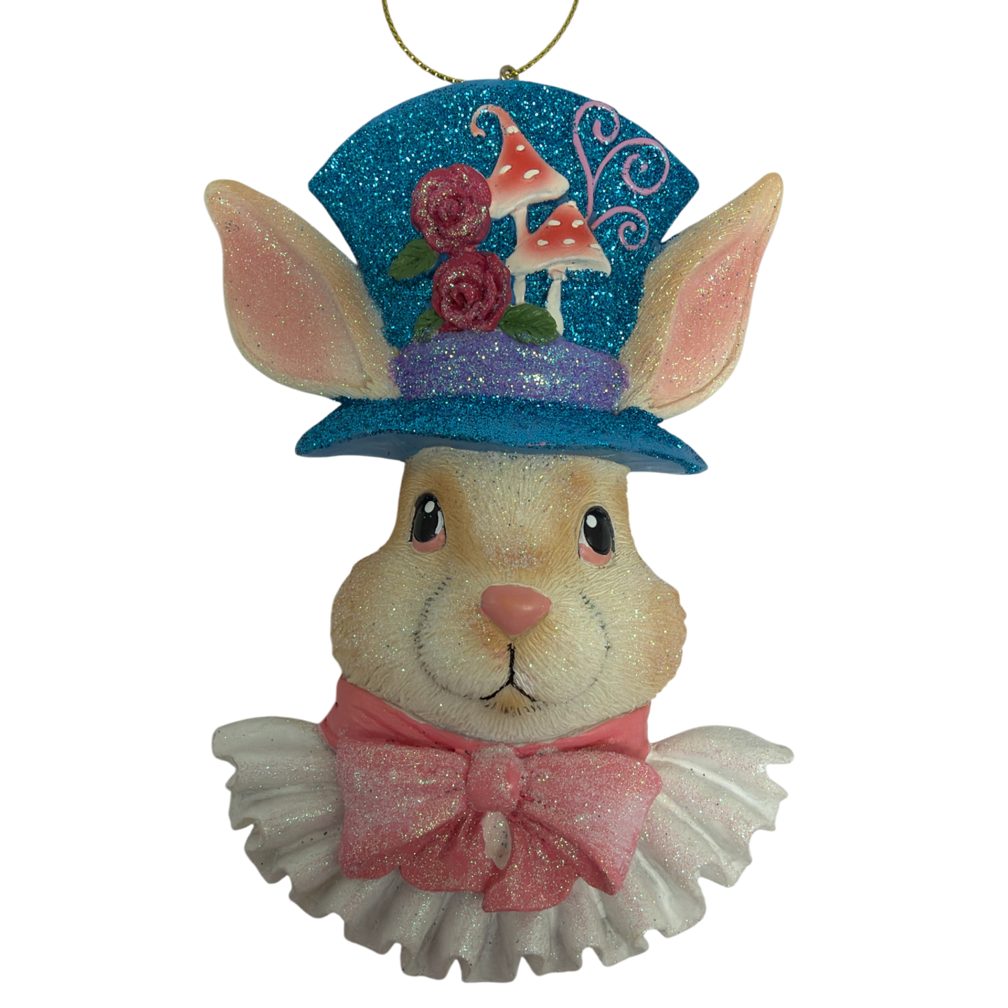 White Rabbit  - Alice in Wonderland Flat Back Character Head Ornament