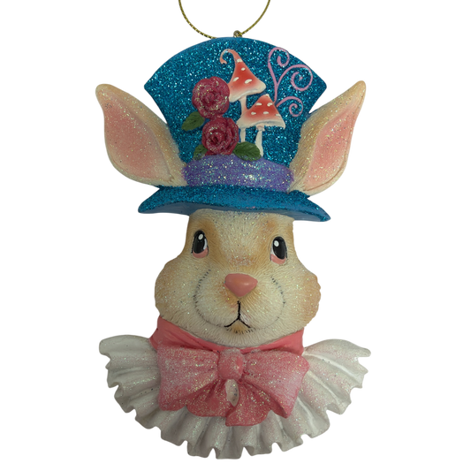 White Rabbit  - Alice in Wonderland Flat Back Character Head Ornament