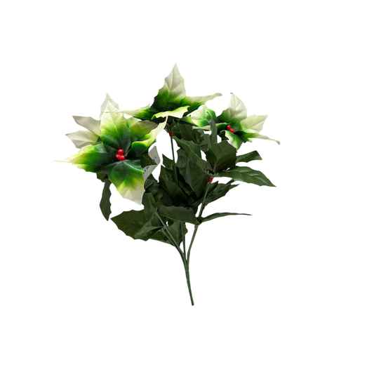 13-Inch Faux Green Holly Bush