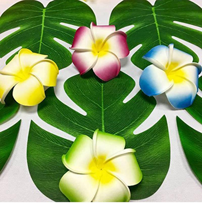 Artificial Tropical Palm Leaves For Hawaiian Luau Beach Birthday Jungle Party Wedding Home Table Decoration Accessories  Tropical Leaves with Stems Jungle Leaves Decorations for Hawaiian Luau Party Beach Baby Shower Wedding Birthday Decorations