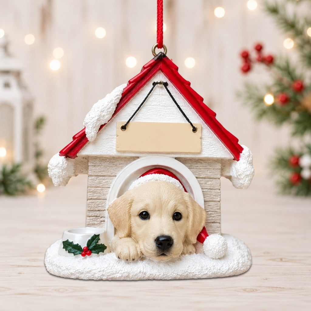 Ceramic Doghouse Ornament - Labrador - Yellow