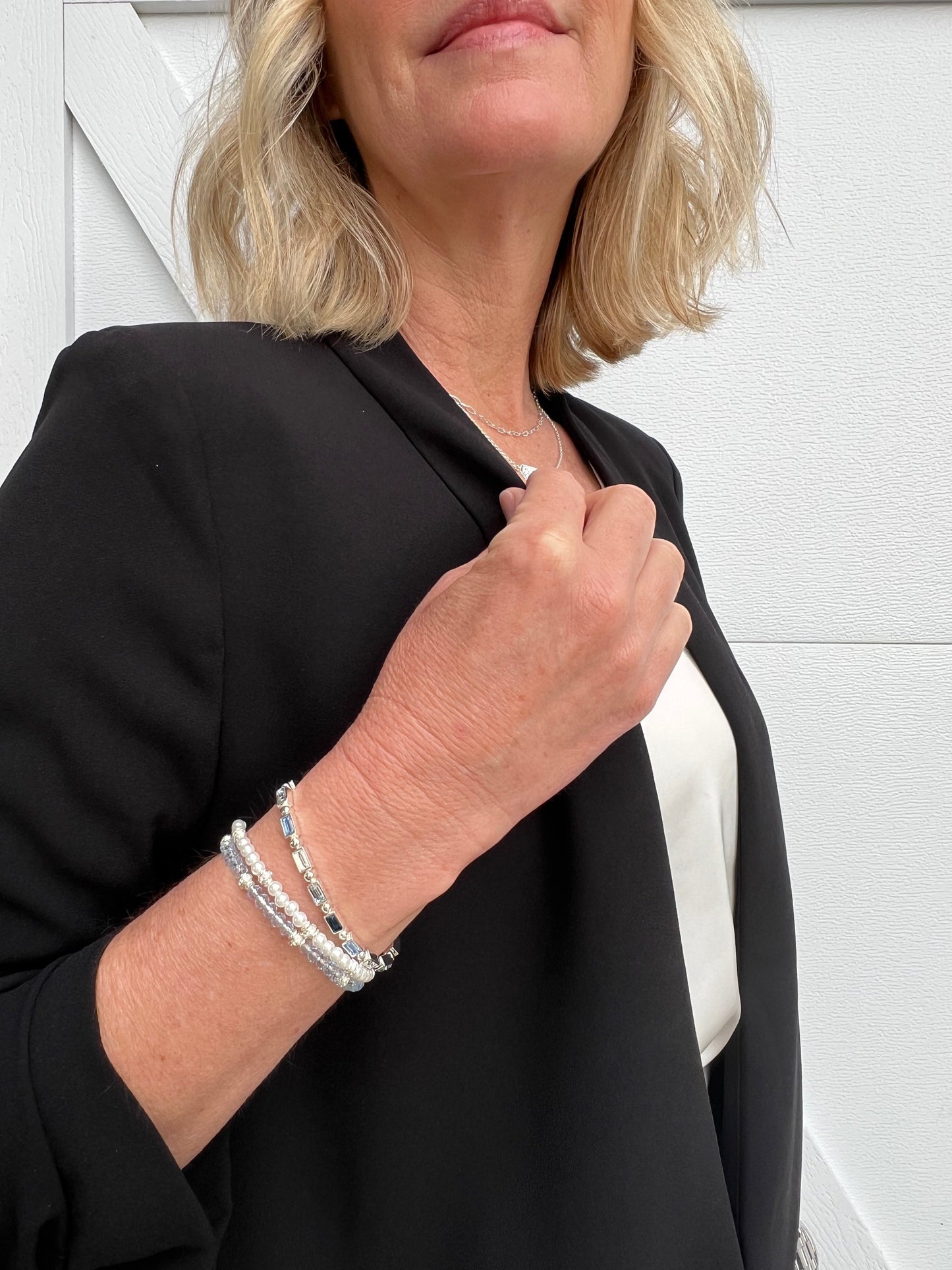 Blue Crystal Beaded Bangle