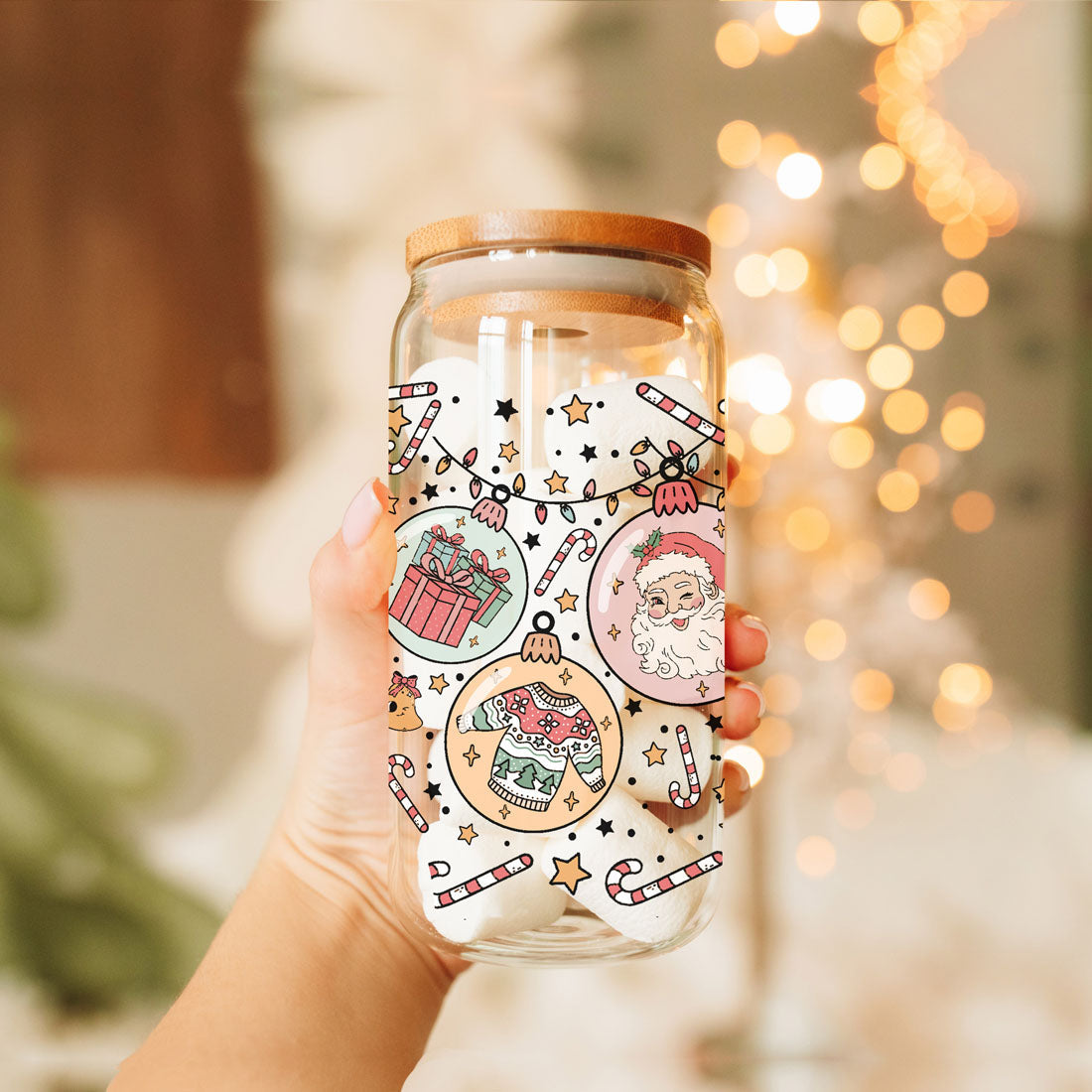 Funny Christmas Glass with lid