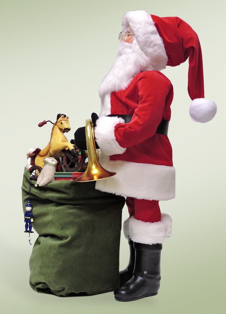 Byers Choice 30 inch Red Velvet Santa With Assorted Toys