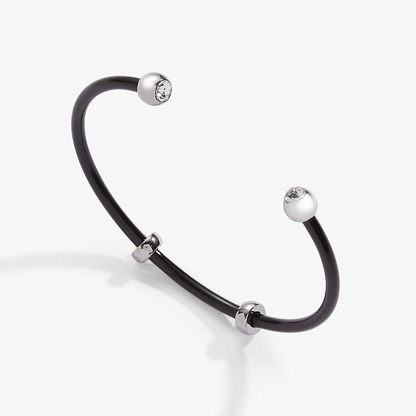Bezel Stone Enamel Cuff, Black