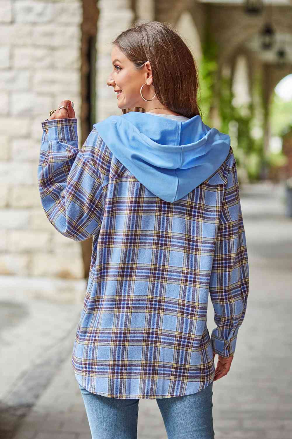 Modern Women Plaid Long Sleeve Hooded Jacket Stylish & Comfortable Outerwear For Winter And Autumn