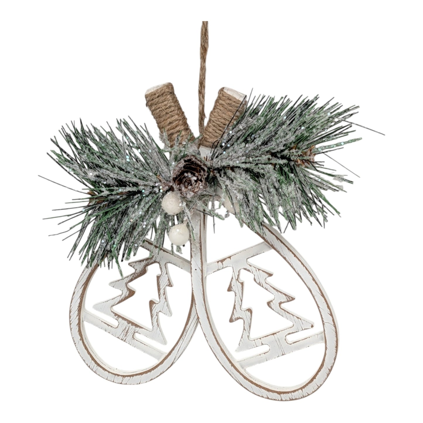 Wooden Snowshoe Floral Ornament -