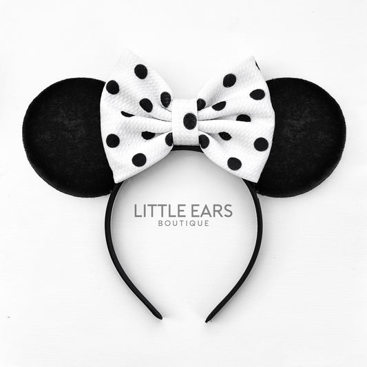Black Dotted Bow Mickey Ears