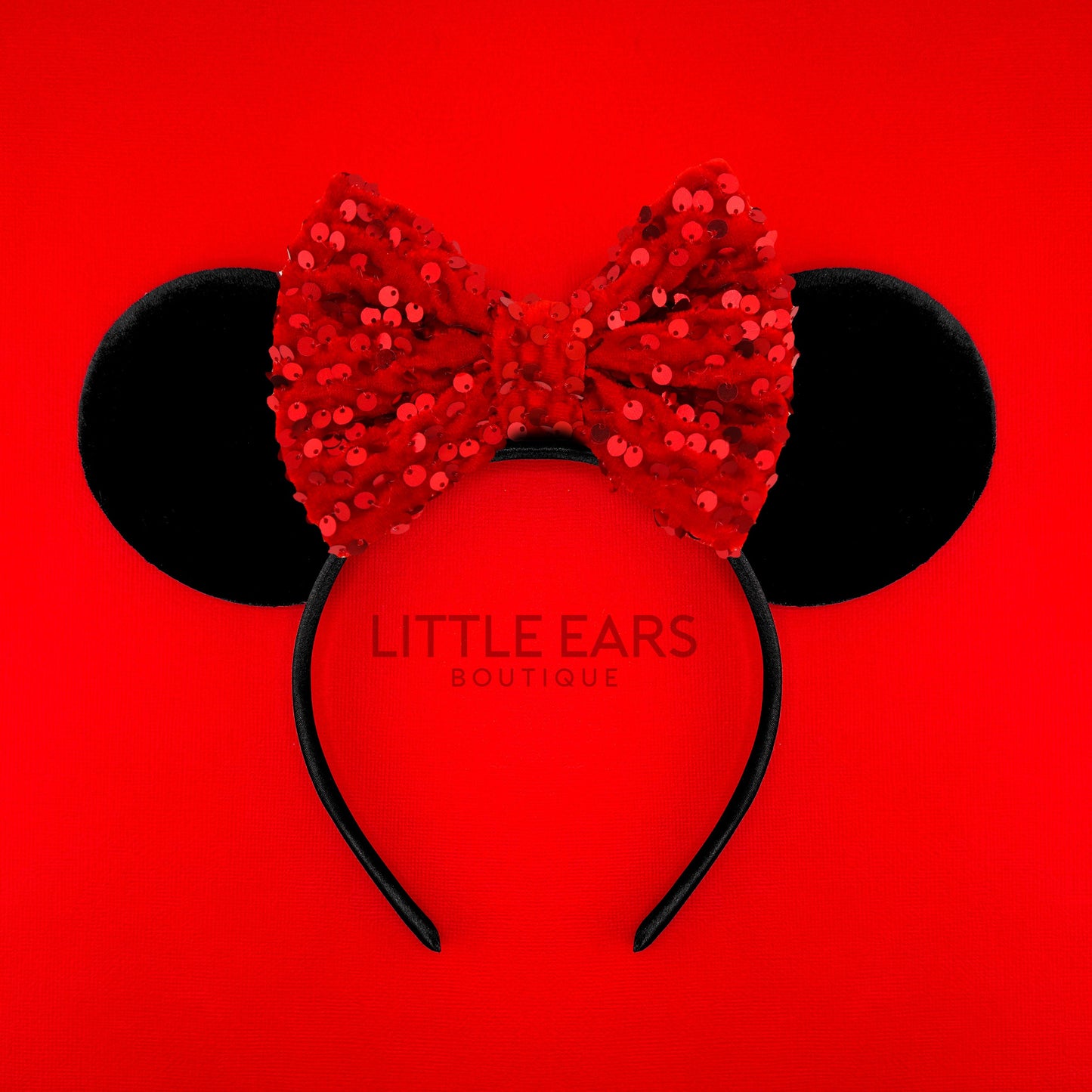 Red Bow & Black Velvet Mickey Ears
