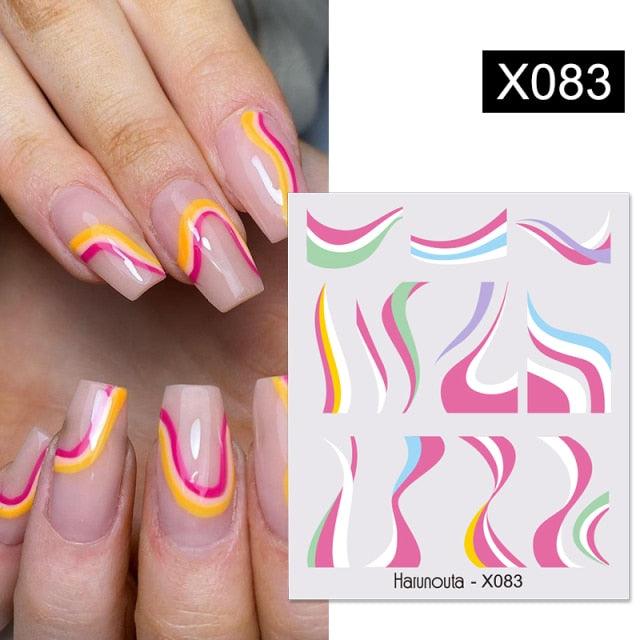 Blue Marble Water Decal Sticker Wave Line Flower Leaf Tree Summer Slider Decor For Manicuring Nail Art Watermarks Curve Graffiti Nail Design for Acrylic Nail Supplies Designer Nail Decorations for Women Girls Kids