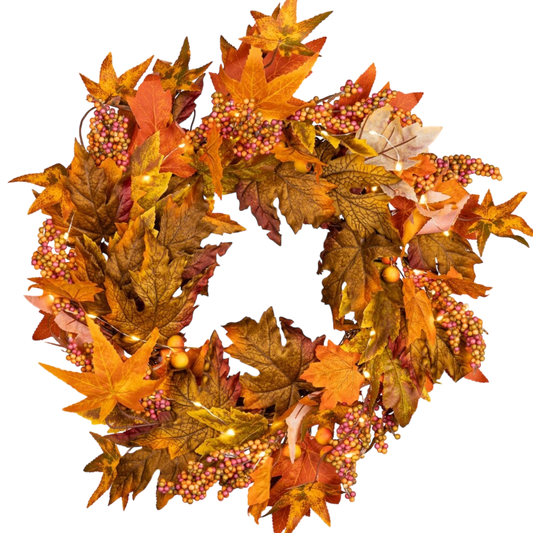 Autumn Glow Lighted Wreath