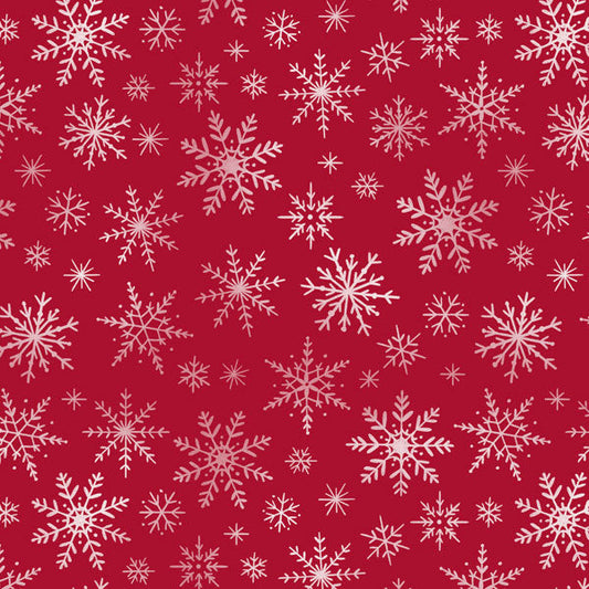 Snowflakes on Red Wrapping Paper