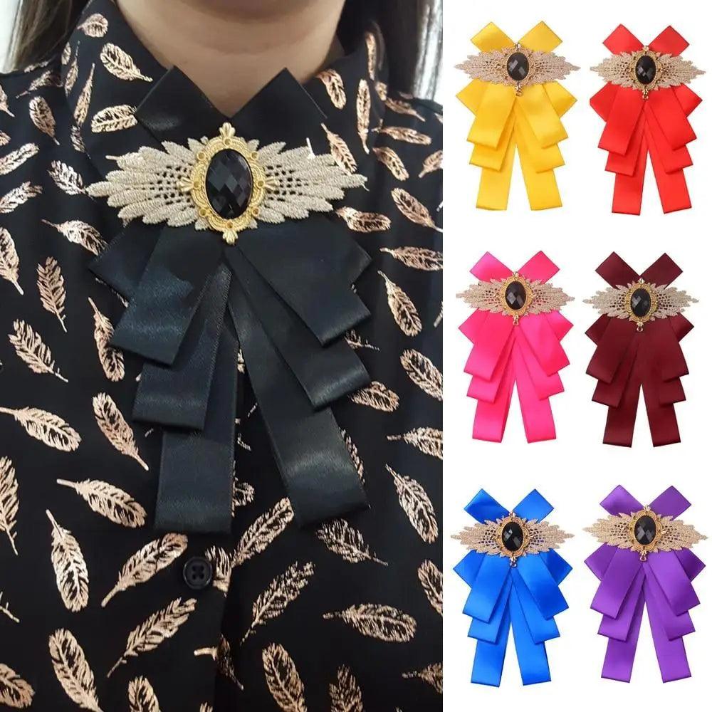 Charming  Butterfly Ladies Bowtie Casual Solid Color Rhinestone Brooch Bowties For Women Fashionable Wedding  Bowtie