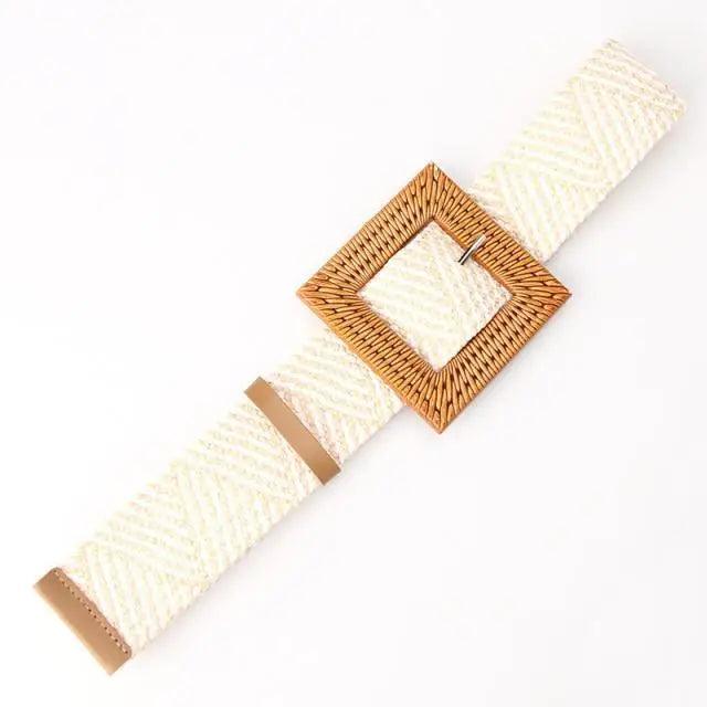 Charming Women Waist Belt Classic Round Wooden Buckle Casual Design Dress Women Buckle Waist Dress Band