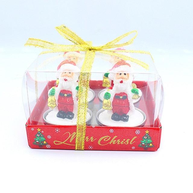 Christmas Candle Themed Festival Ornament Christmas Tea light Candles Handmade Delicate Santa Claus Snowman Pine Cones Christmas Tree Candles Christmas Home Decorations Decorative Cartoon Shaped Candle Home Decor