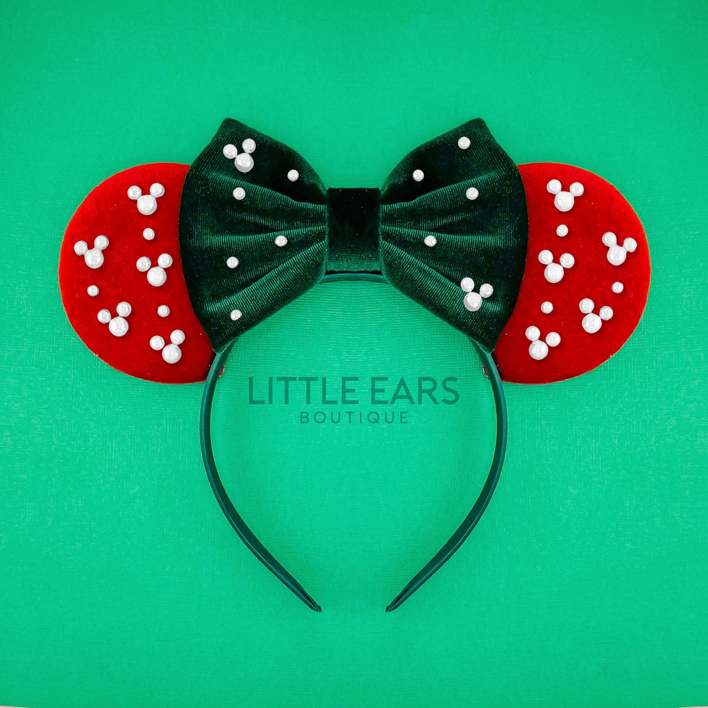 Christmas Velvet Pearls Mickey Ears
