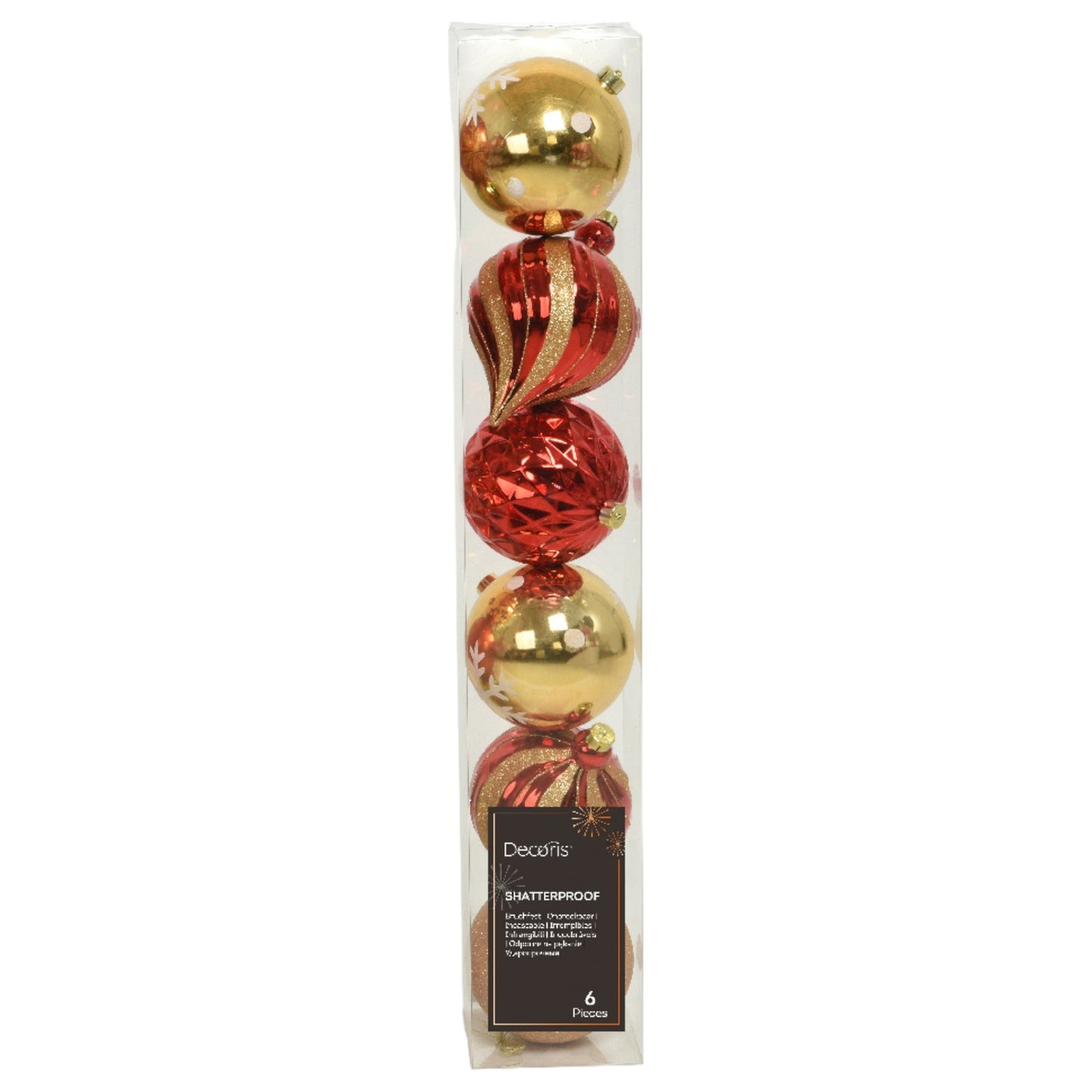 Vibrant Red and Gold Shatterproof Oversize Ornament Set