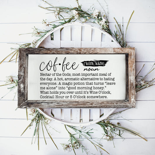 Coffee Definition Gift, Wooden Sign
