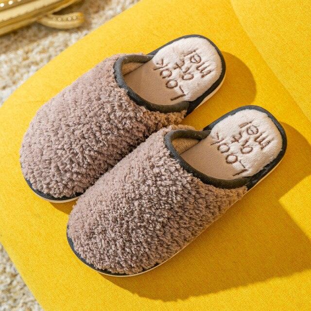Comfortable Cotton Slippers Home Women Winter Indoor Non-Slip Warmth Shoes Couple Plush Slippers Unisex Men's And Women's House Slippers Indoor Memory Foam Cotton Slippers