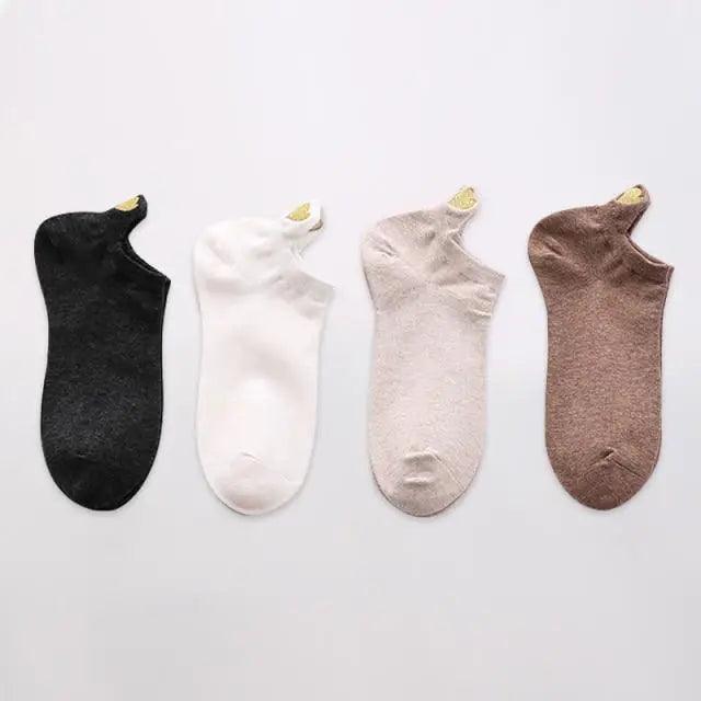 Cute Heart Design 4 Pairs Socks For Women Fashion Spring Cotton Modern Girls Casual Outdoor Socks For Women