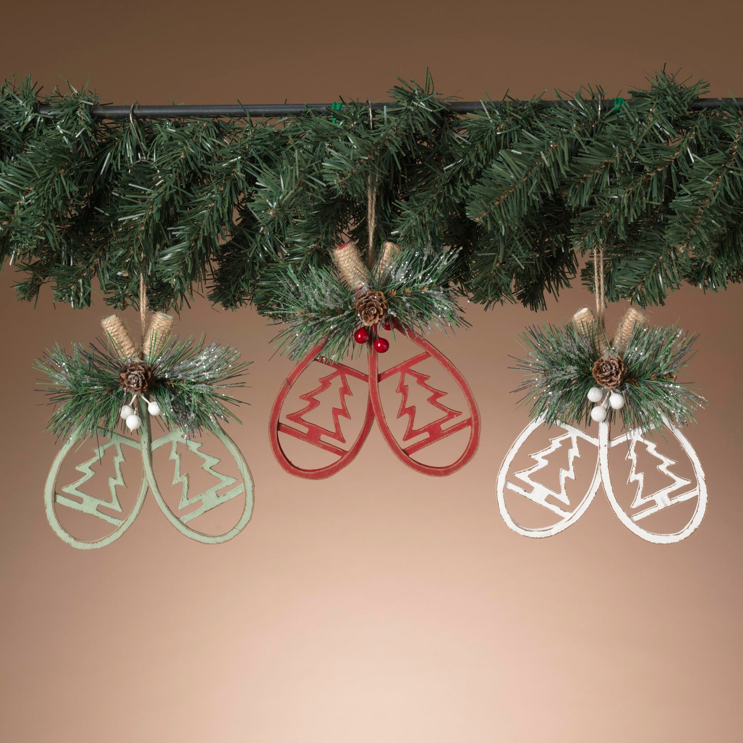 Wooden Snowshoe Floral Ornament -