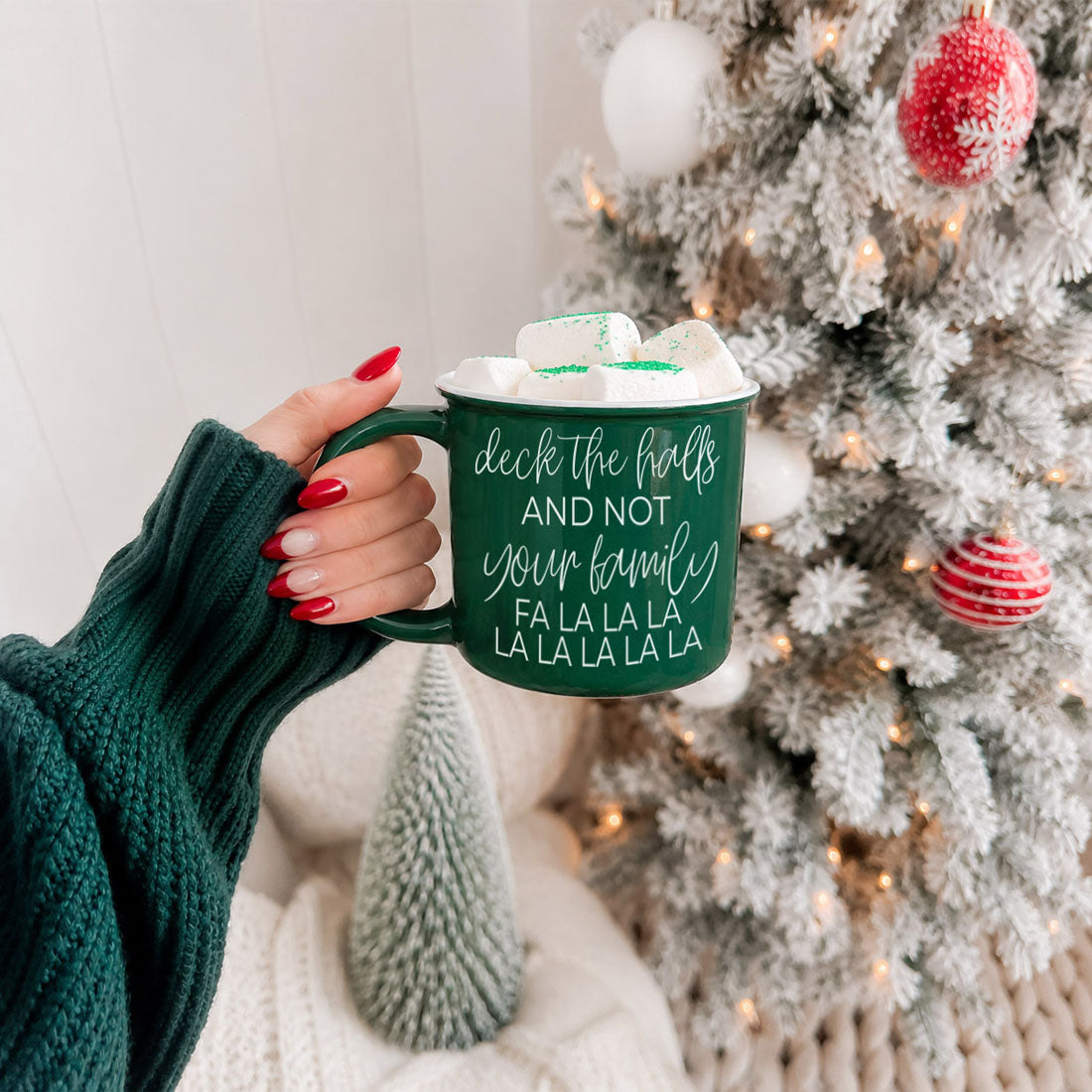 sarcastic holiday mug perfect for moms and coffee lovers
cute Christmas mug for hot chocolate and cozy winter nights
funny adult Christmas gift idea for friends and coworkers
holiday coffee cup for people with a sarcastic sense of humor