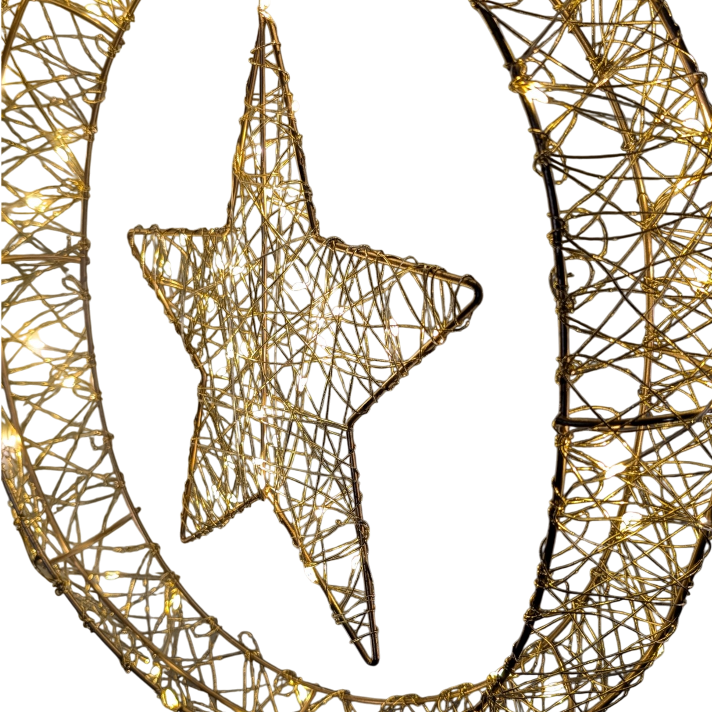 Celestial Radiance: A Golden Star Ornament Aglow - 20 inch