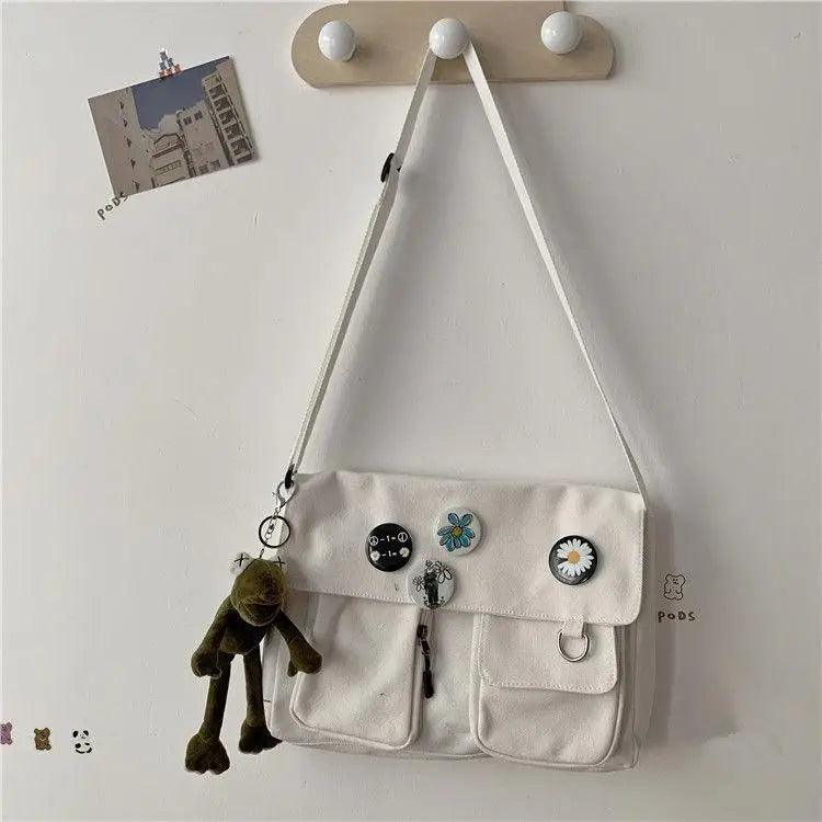 Durable Canvas Diagonal Cross Bag Youth Fashion And Casual Version Ladies Large Capacity Shoulder Bag For Women And Girls