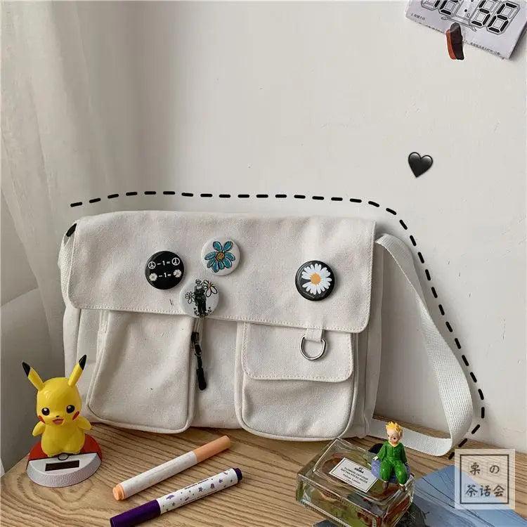 Durable Canvas Diagonal Cross Bag Youth Fashion And Casual Version Ladies Large Capacity Shoulder Bag For Women And Girls
