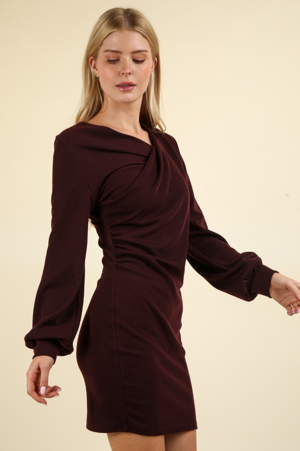 Ruched Detail Bodycon Mini Dress For Women – Figure-Hugging Dress, Elegant, Ruched Dress, Bodycon Dress, Mini Dress, Stylish Night Out Dress