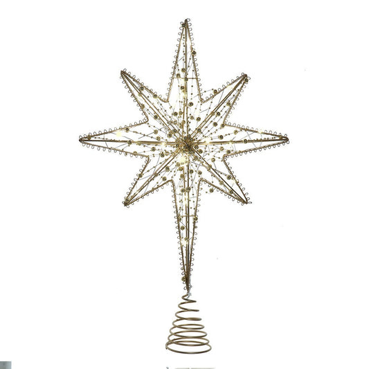 8-Point Gold Metal Star Treetop - 19.7 Inches