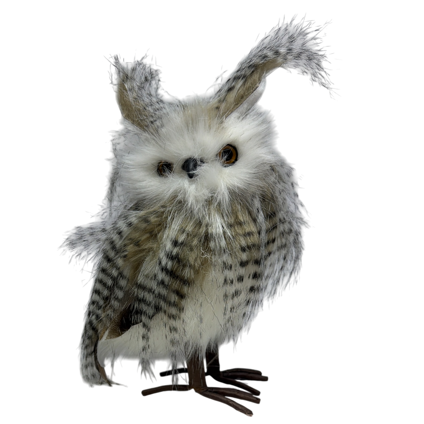 Faux Fur Owl Figurine Feathers Up