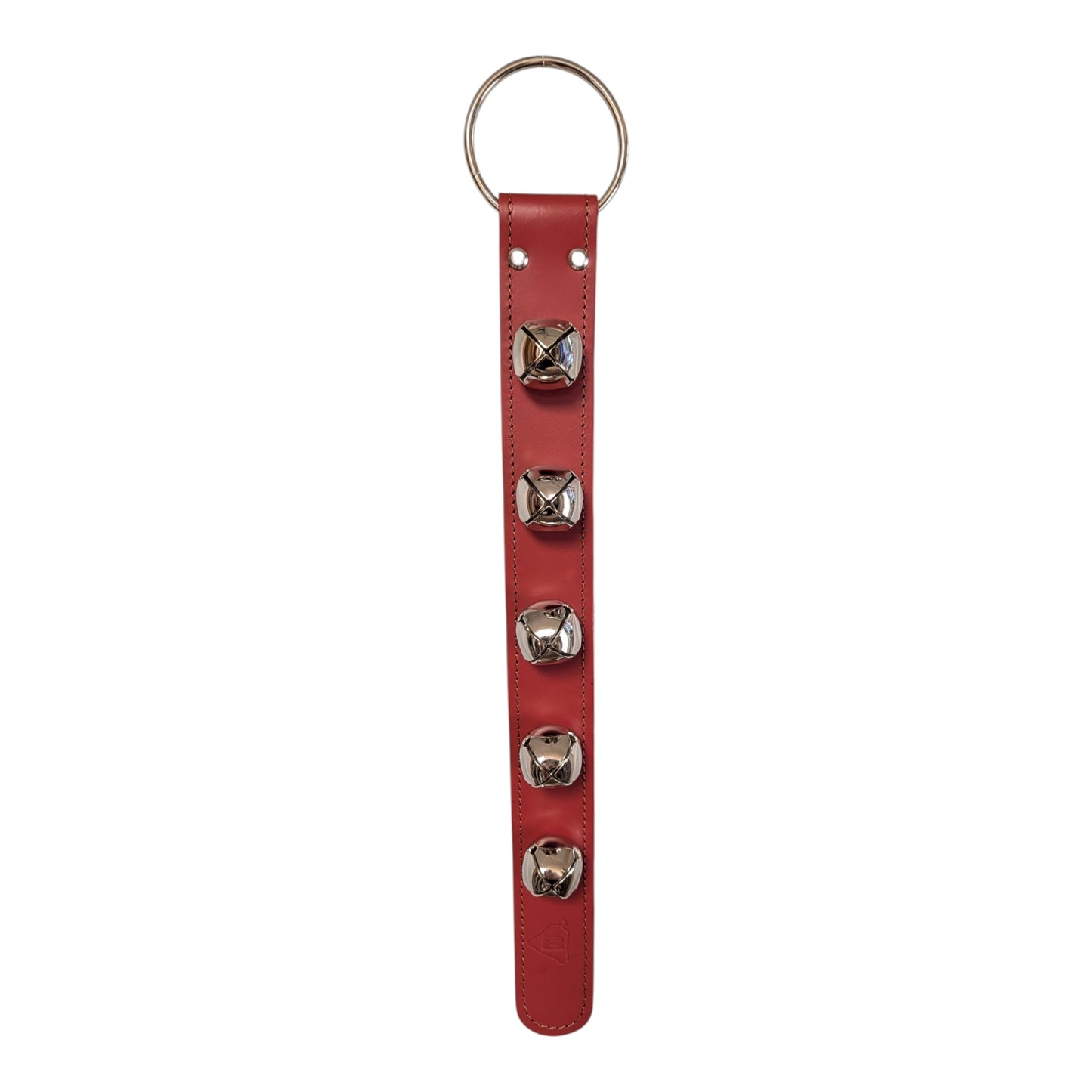 Sleigh Bell Strap with 5 Nickel Bells - Red