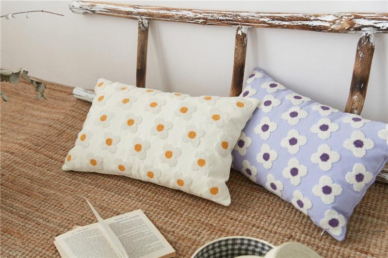 Elegant Cotton Floral Printed Pillow Cases Pillow Cover Canvas Embroidery Cushion Cover Home Decor Yellow Flowers Pillow Case Soft Luxury Style